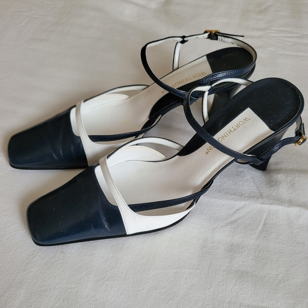 Worthington Elegant Navy and Tan Strappy Heel Bundle, Sz 8 M,  GUC - Picture 7 of 14